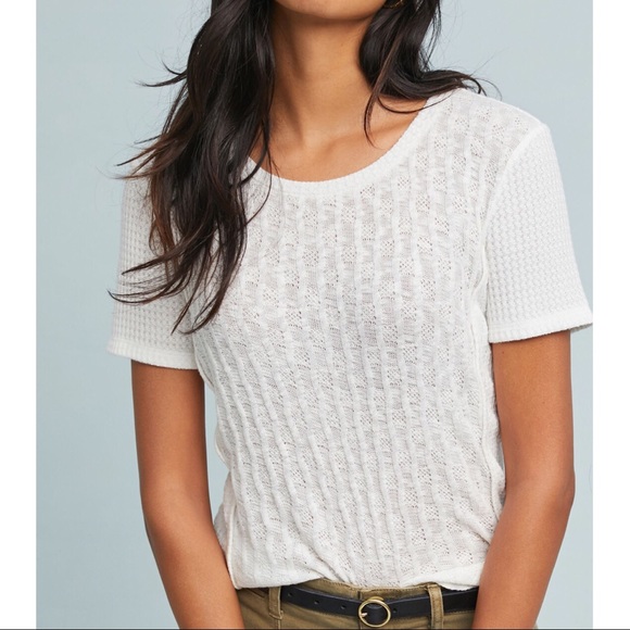 Anthropologie Tops - Anthropologie Sz L Pointelle Top Pure + Good EUC